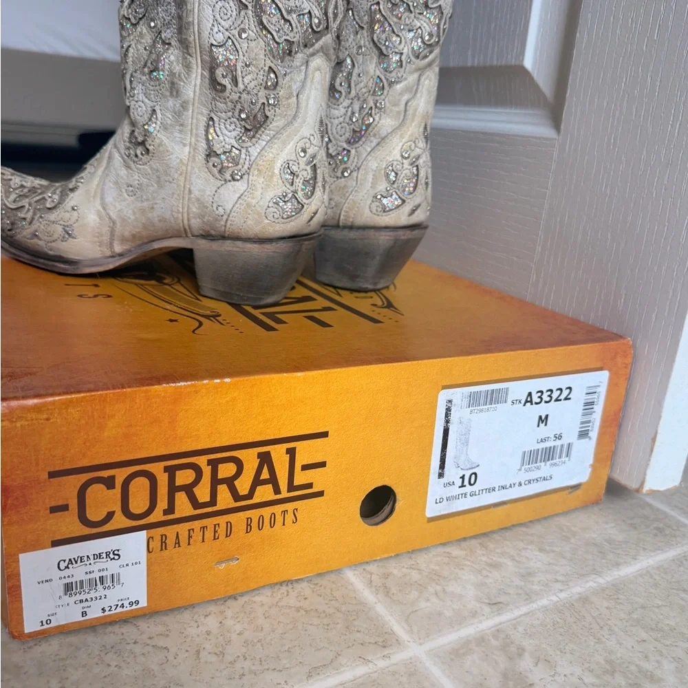 Embellished Corral Western Boots - Cream & Glitter - Picture 8 of 8